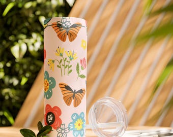 Kubek termiczny Butterfly Tumbler, 20 uncji, ze stali nierdzewnej, ze słomką