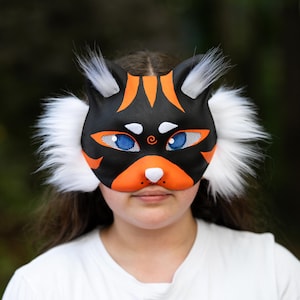 Orange & Black Tiger-Style Mask