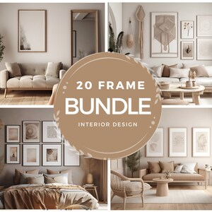20+ Scandinavian Style Modern Interior Design Frame Mockup Bundle, Frame mockup living room and bedroom, Frame On Wall Mockup, PSD JPG PNG