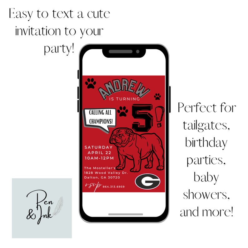 UGA Party Invitation for Graduation Birthday Retirement Etsy