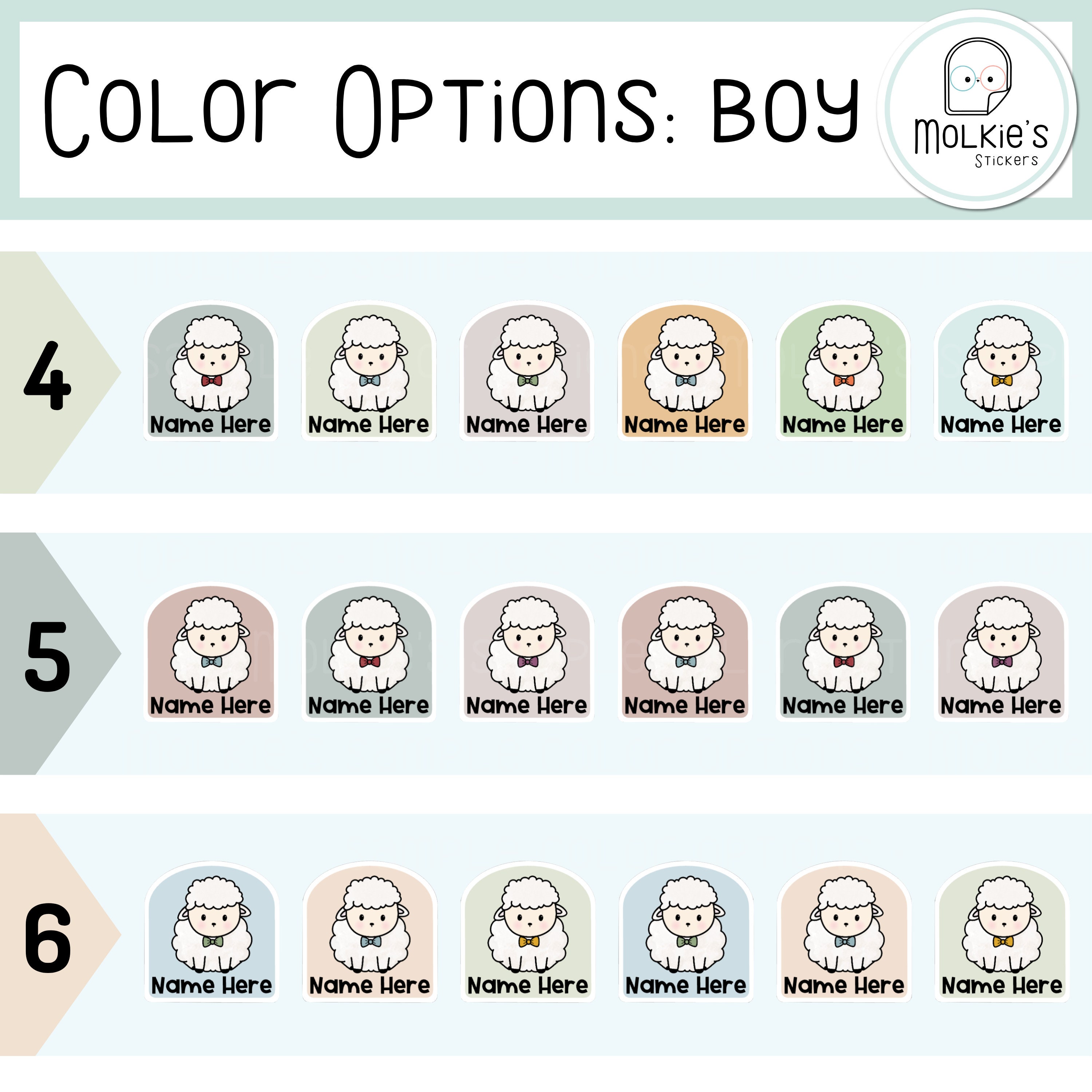 Sheep With Labels Cute Sheep Name Label for Daycare Stickers for Kids Waterproof Water ...