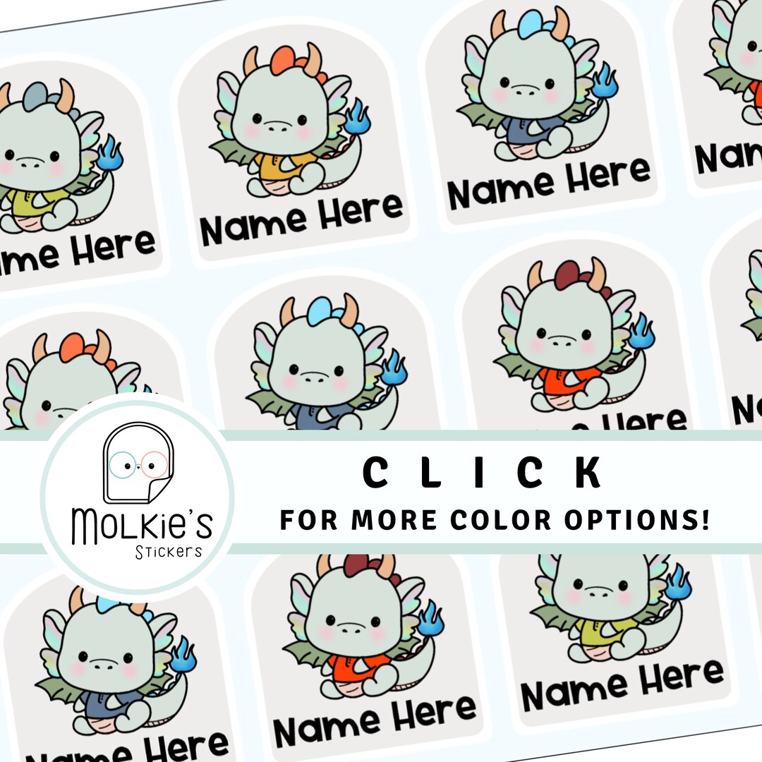 Cute Dragon Name Label for Daycare Stickers for Kids Waterproof Toddler