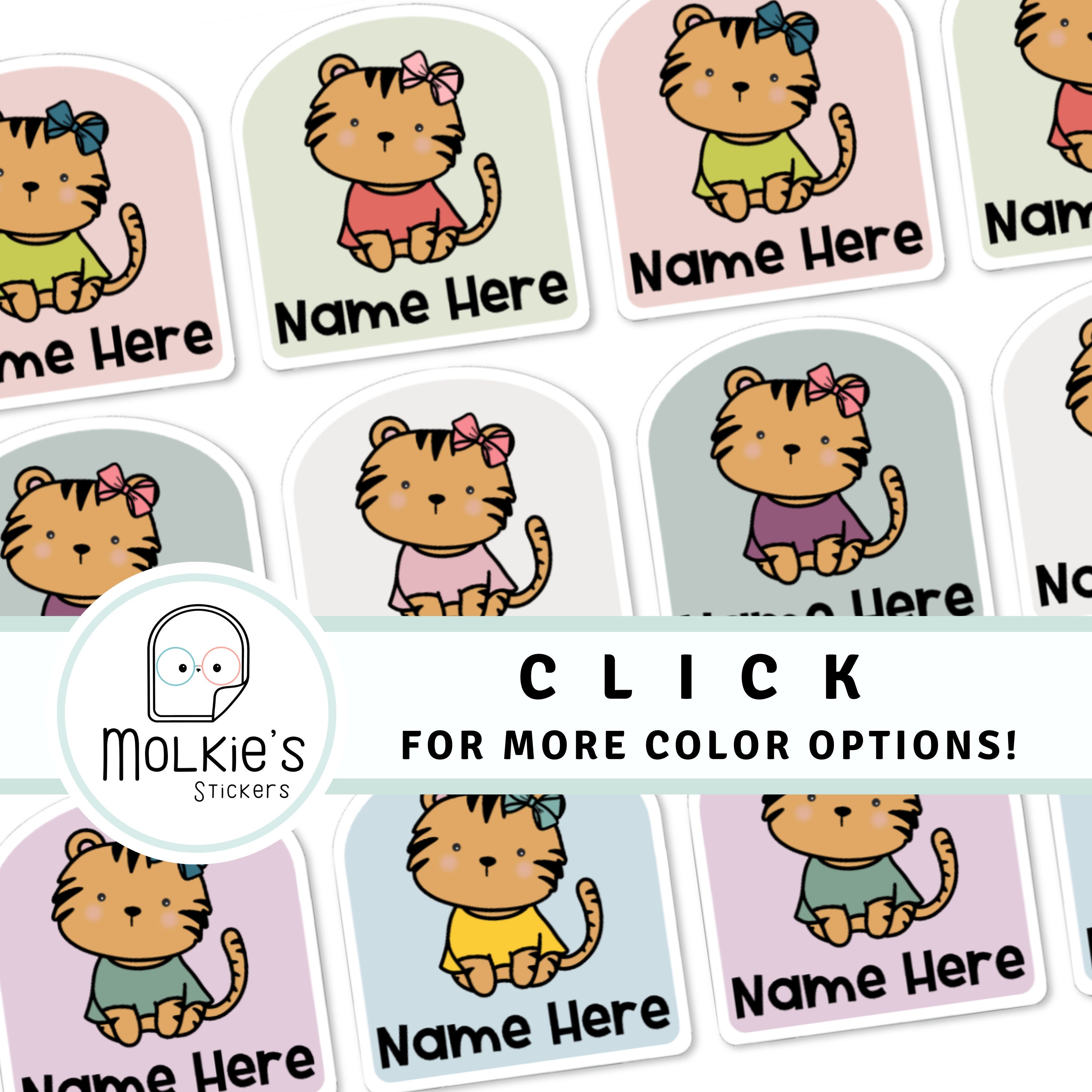 Cute Tiger Animal School Supplies Stickers for Kid Name Labels Baby ...