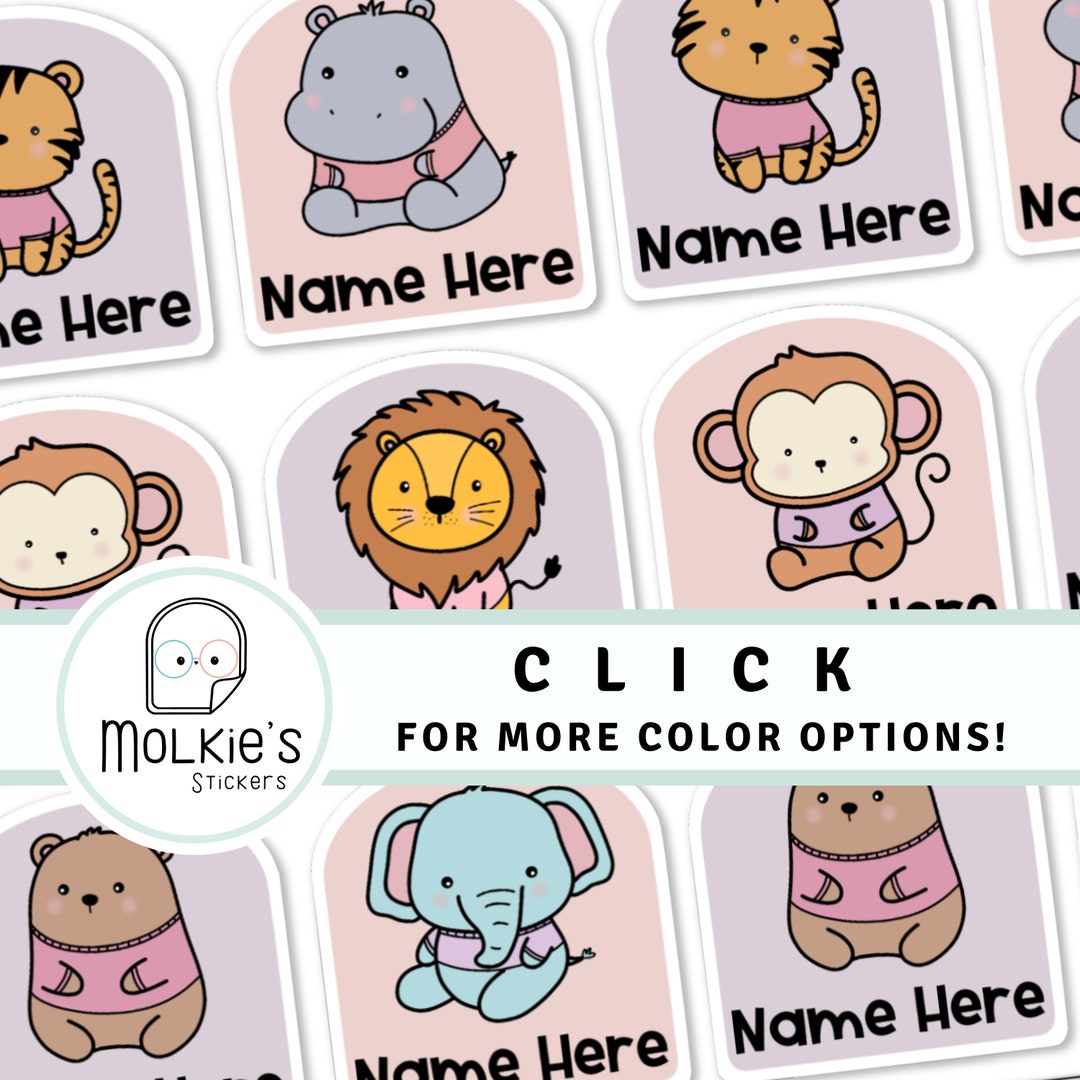 Cute Jungle Animals Waterproof Name Label for Kids School Supplies ...