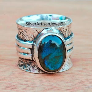 Labradorite Ring, 925 Silver Sterling Ring, Blue Fire Ring, Gemstone Ring, Statement Ring, Labradorite Jewelry, Gift For Her, Handmade Ring