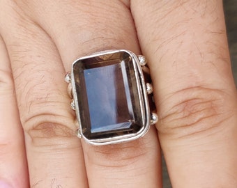 Anello Argento 925 Con Quarzo Fumé - Fatto A Mano Gioiello Regalo Per Lei