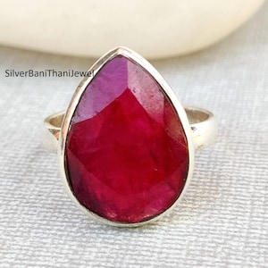 Anillo de rubí, joyería de rubí, anillo de plata, anillo llamativo, anillo de promesa, anillo hermoso, joyería hecha a mano, anillo de piedra preciosa, anillo bonito, anillo de regalo
