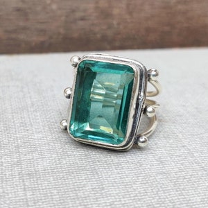 Handmade Aquamarine Statement Ring: 925 Sterling Silver Jewelry