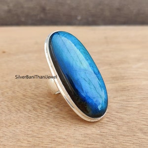 Labradorite Ring, 925 Silver Sterling Ring, Labradorite Jewelry, Handmade Jewelry, Blue Fire Ring, Gemstone Ring, Beautiful Ring, Women Ring