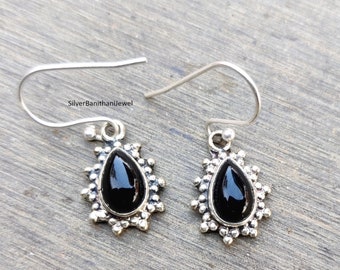 Black Onyx Earrings, Onyx Earrings, Black Onyx Jewelry, Silver Earrings, Handmade Earrings, Beautiful Earrings, Women Earrings