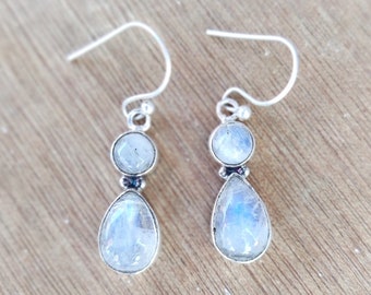 Moonstone Earrings, Silver Earrings, Rainbow Earrings, Gift Earrings, Women Earrings, Silver Jewelry, Statement Jewelry, Moonstone Jewelry