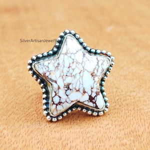 Wild Horse Ring, 925 Silver Ring, Gemstone Ring, Wild Horse Jewelry, Gemstone Ring, Magnesite Ring, Women Ring, Promise Ring, Handmade Ring
