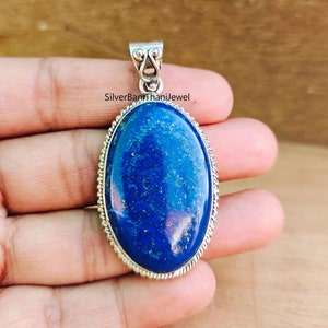 Lapis Lazuli Pendant, 925 Sterling Silver Pendant, Silver Necklace, Lapis Lazuli Jewelry, Gemstone Pendant, Silver Pendant, Handmade Pendant