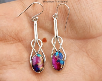 Pink Turquoise Earrings, Turquoise Earrings, Pink Earrings, 925 Silver Earrings, Pink Turquoise Earrings, Turquoise Jewelry, Gift For Her