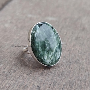 Seraphinite Ring, 925 Silver Sterling Ring, Seraphinite Jewelry, Gemstone Ring, Handmade Ring, Statement Ring, Women Ring, Silver Jewelry