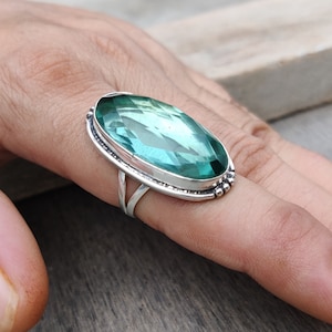 Aquamarine Ring, Aqua Ring, Handmade Ring, Silver Ring, Gift Ring, 925 Sterling Silver Ring, Aquamarine Jewelry, Statement Ring, Women Ring