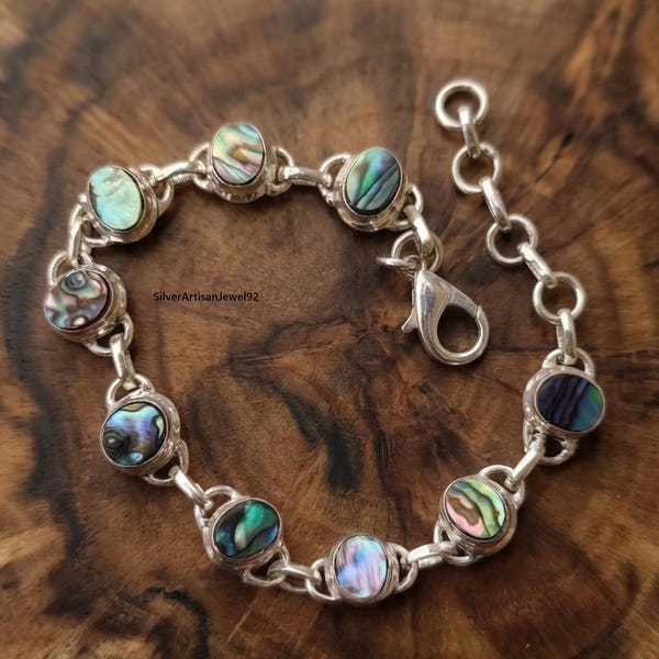 Abalone Muschel Sterling Silber Armband, Edelstein Kette Schmuck