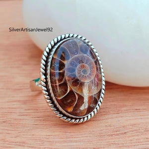 Ammonite Fossil Ring, Ammonite Fossil Jewelry, Silver Ring, Beautiful Ring, Ammonite Ring, Fossil Ring, Handmade Ring, Anniversary Gift