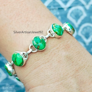 Green Turquoise Bracelet, 925 Silver Sterling, Turquoise Bracelet, Turquoise Jewelry, Handmade Bracelet, Silver Bracelet, Birthday Gift