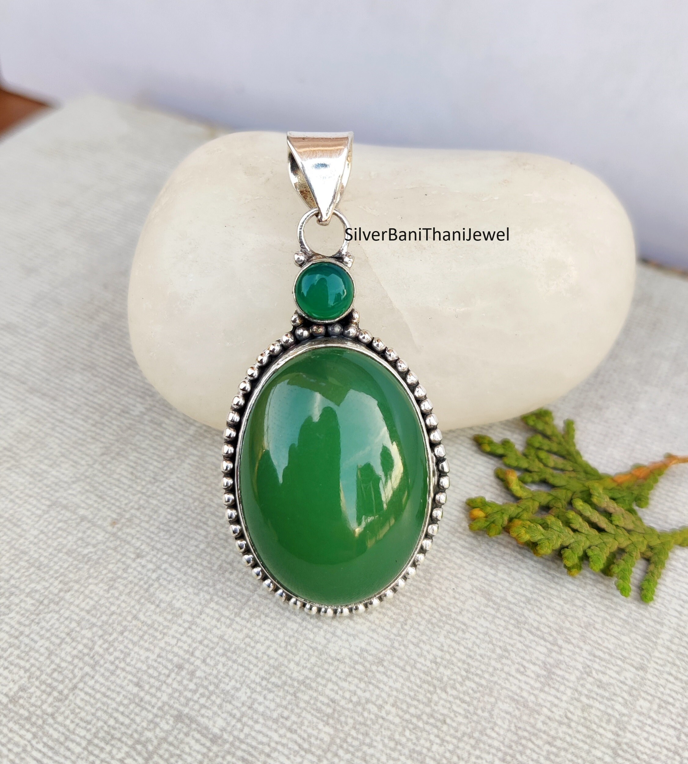 Green Jade 925 Sterling Silver Pendant - Statement Jewelry - Etsy