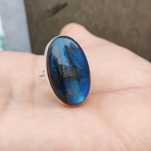 Labradorite Ring, 925 Silver Ring, Labradorite Jewelry, Handmade Jewelry, Blue Fire Ring, Gemstone Ring, Beautiful Ring, Women Ring