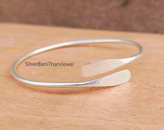 Handmade Sterling Silver Bangle Bracelet: Adjustable Cuff