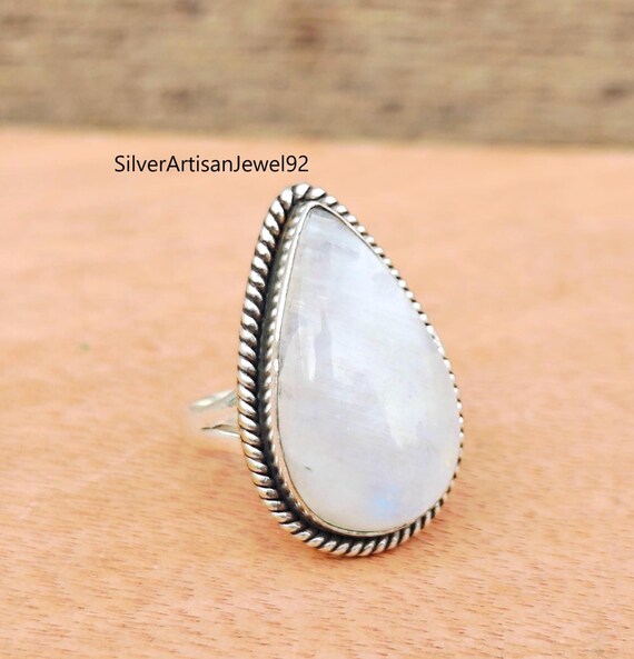 NOVICA Handmade Rainbow Moonstone Cocktail Ring - .925 Sterling Silver, Dot Motif, From Bali (Enshrined)
