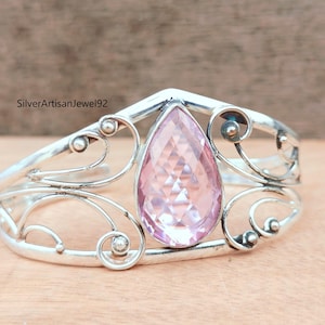 Rose Quartz Bangle, Rose Quartz Jewelry, Gemstone Bangle, Silver Bracelet, Women Bangle, 925 Sterling Bangle, Handmade Bracelet, Boho Bangle