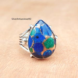 Azurite Ring, Azurite Jewelry, 925 Silver Sterling Ring, Azurite Gemstone, Silver Ring, Birthday Gift, Women Ring, Boho Ring, Gift For MOM