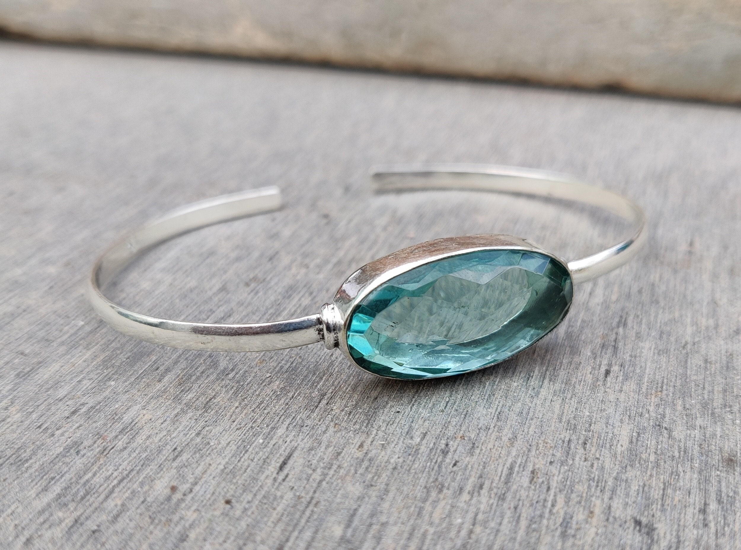 Aquamarine Bangle, Aquamarine Bracelet, Handmade Bangle
