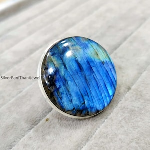 Labradorite Ring, 925 Silver Sterling Ring, Blue Fire Ring, Labradorite Jewelry, Silver Ring, Handmade Ring, Gemstone Ring, Statement Ring