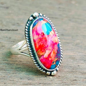 Pink Turquoise Ring, Gemstone Ring, 925 Silver Sterling Ring, Pink Copper Turquoise Ring, Pink Turquoise Ring, Beautiful Ring, Gift Ring