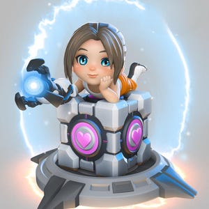 Chibi Portal STL File – 3D Printable Sci-Fi Miniature for Collectors & Fans, Digital Download Model