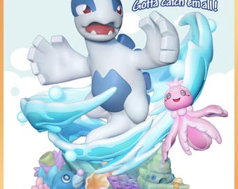 Figura de monstruo Chibi Lugia STL: modelo de criatura fantástica imprimible para exhibición o regalo