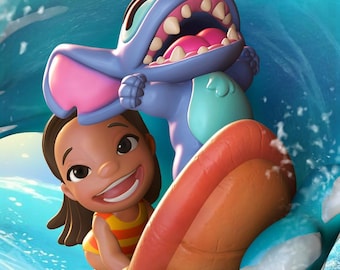 Hawaiian Blue Alien Begleiter STL-Datei - Niedliches 3D-Modell für Harz- & FDM-Druck, lustige druckbare Figur