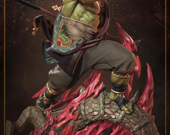 Demon King Ganondorf Inspired STL  – Dark Fantasy Warlord Statue –TOTK Fan Art 3D Print Model (Resin & FDM)