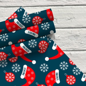 Personalized Wrapping Paper Name Christmas Holiday | Gift Wrap Paper | Santa Hat Snow Flakes Theme