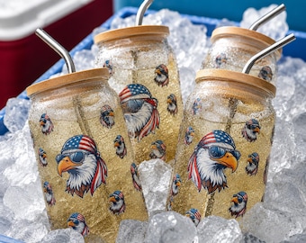 Lata de vidrio Eagle Freedom / Vaso patriótico Libbey / Vasos y tazas de estilo americano veraniego / Taza del 4 de julio