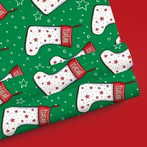 Personalized Wrapping Paper Name Christmas Holiday | Gift Wrap Paper | Christmas Stocking Theme