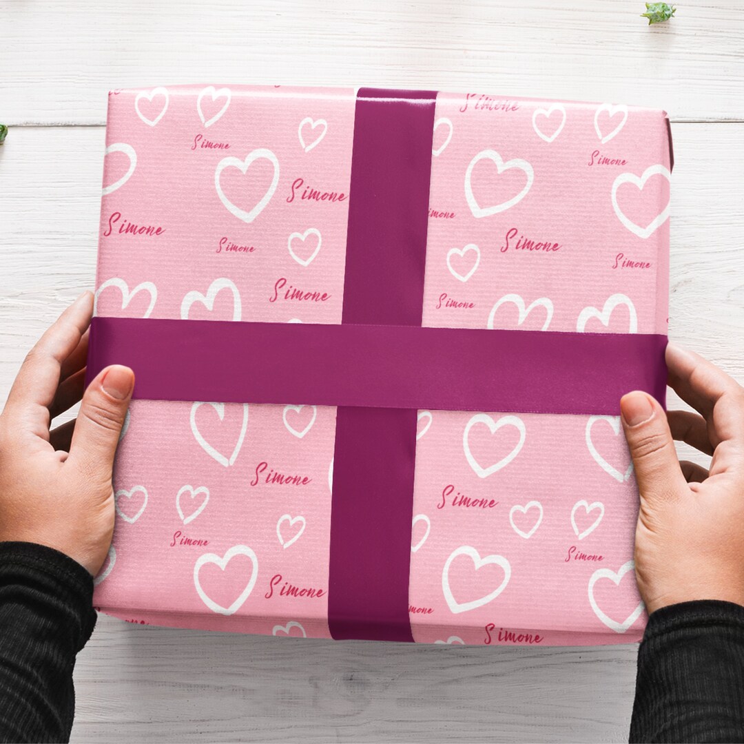 Personalized Name Wrapping Paper | Custom Valentine's Day Wrapping ...