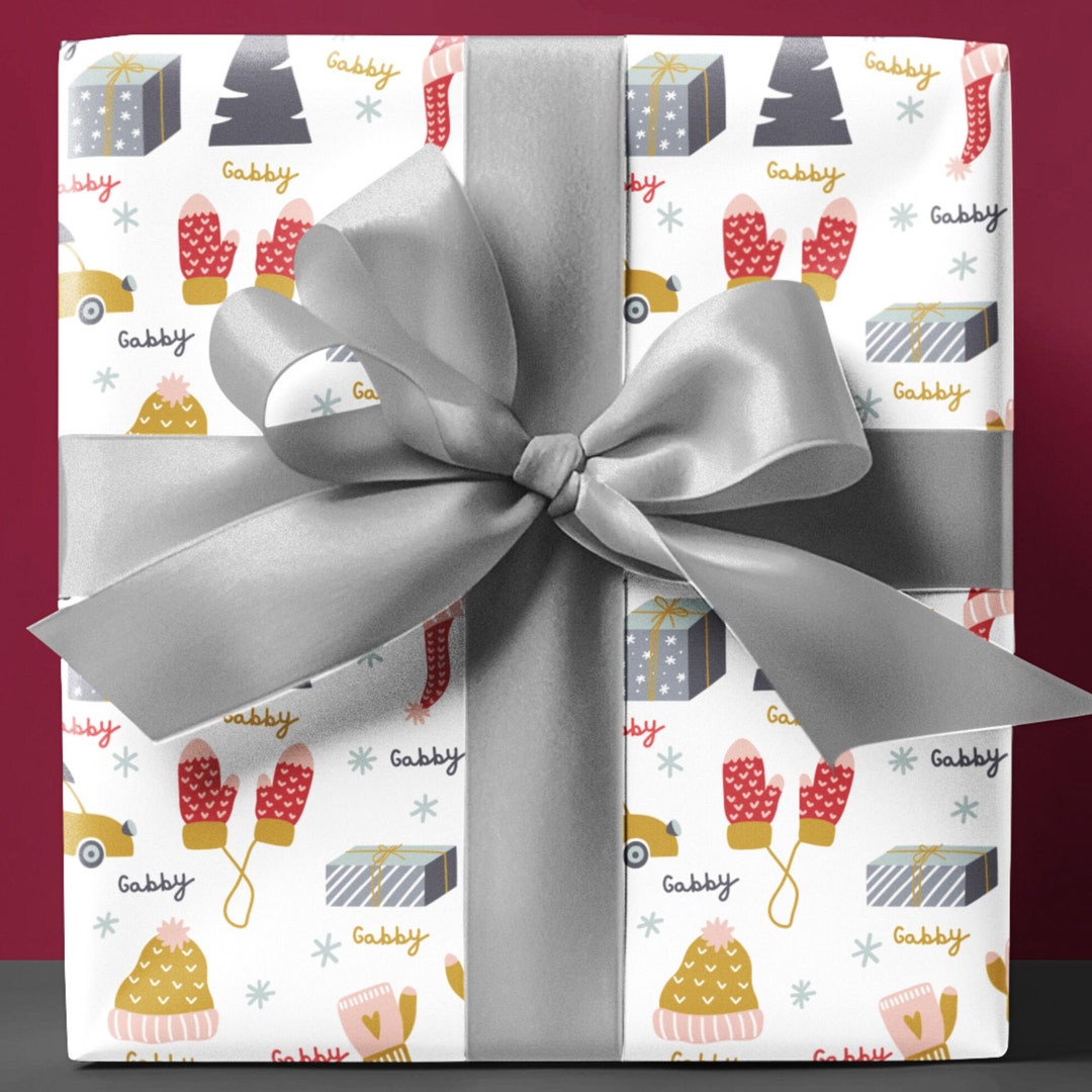 Personalized Wrapping Paper Name Christmas Holiday Gift Wrap Paper
