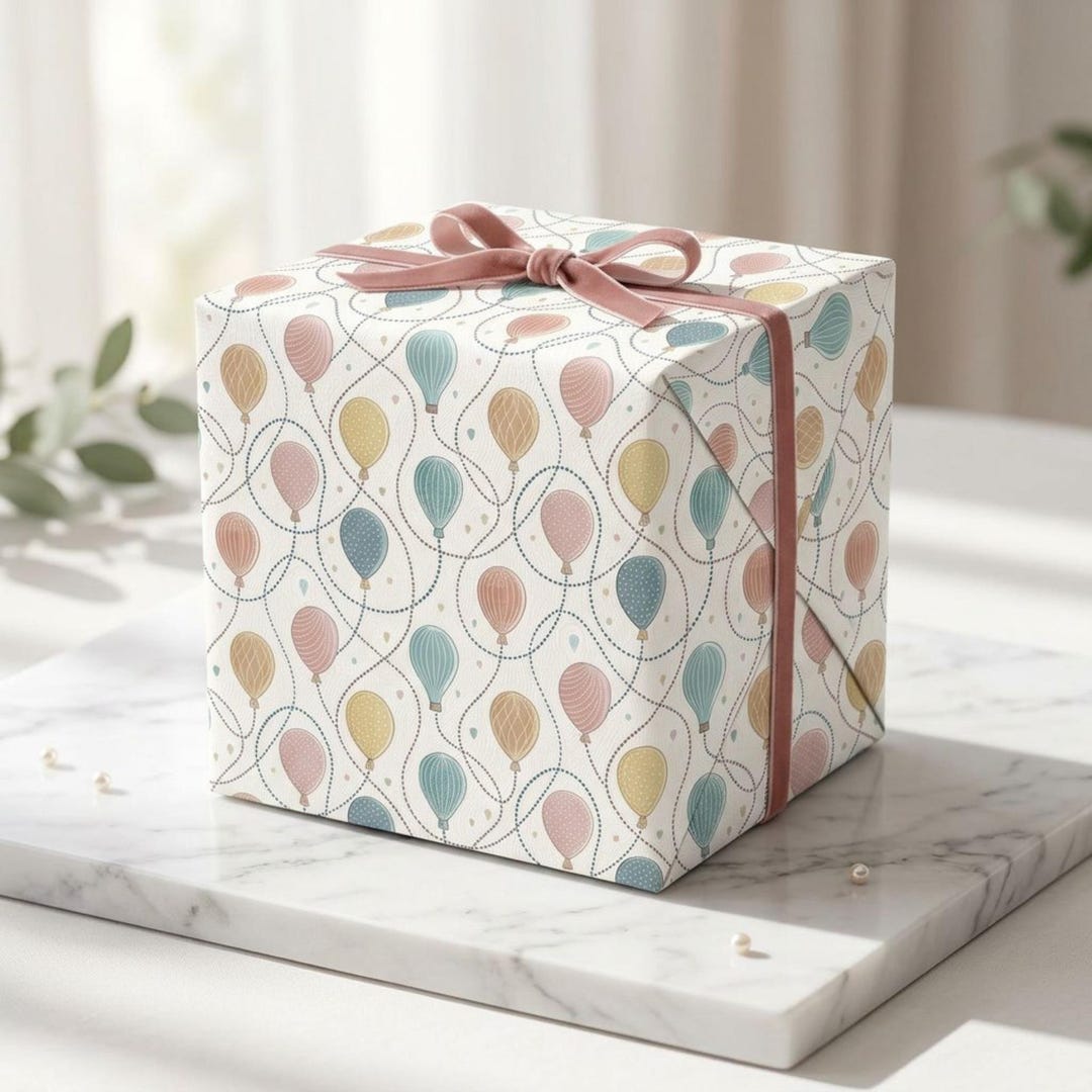 Balloon Wrapping Paper | Birthday Gift Wrap | Neutral Party Design ...