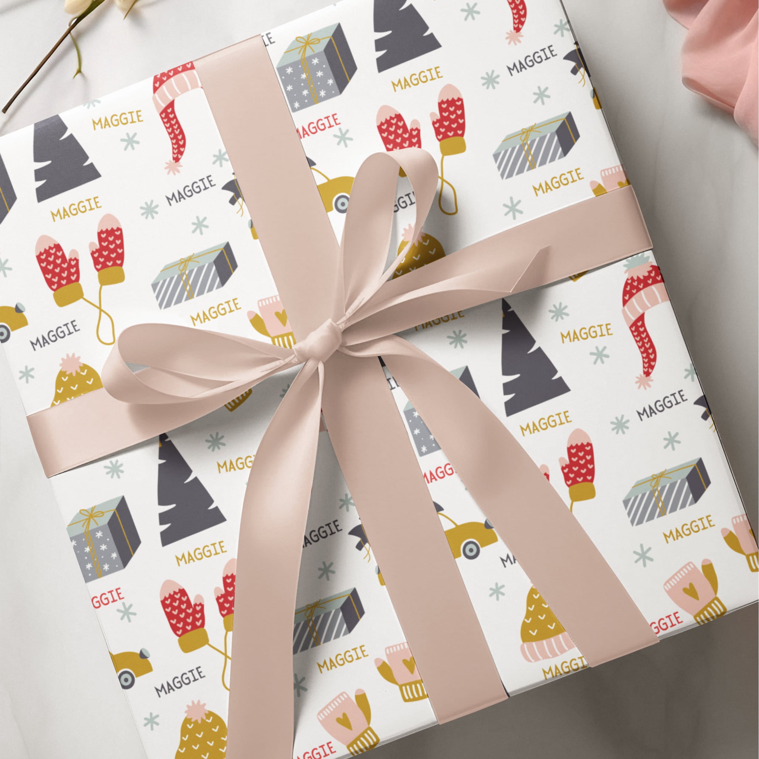 Personalized Wrapping Paper Name Christmas Holiday Gift Wrap Paper