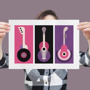 Arte abstracto de la pared / Cartel de arte abstracto / Impresión de arte abstracto / / Decoración de la habitación / Arte moderno / Arte de la guitarra / Arte de la pared de la música Arte de los amantes de la música