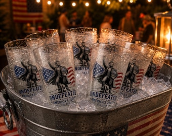 Abraham Lincoln Pint Glass | Patriotic Beer Cup | America 250 Barware | USA Drinkware