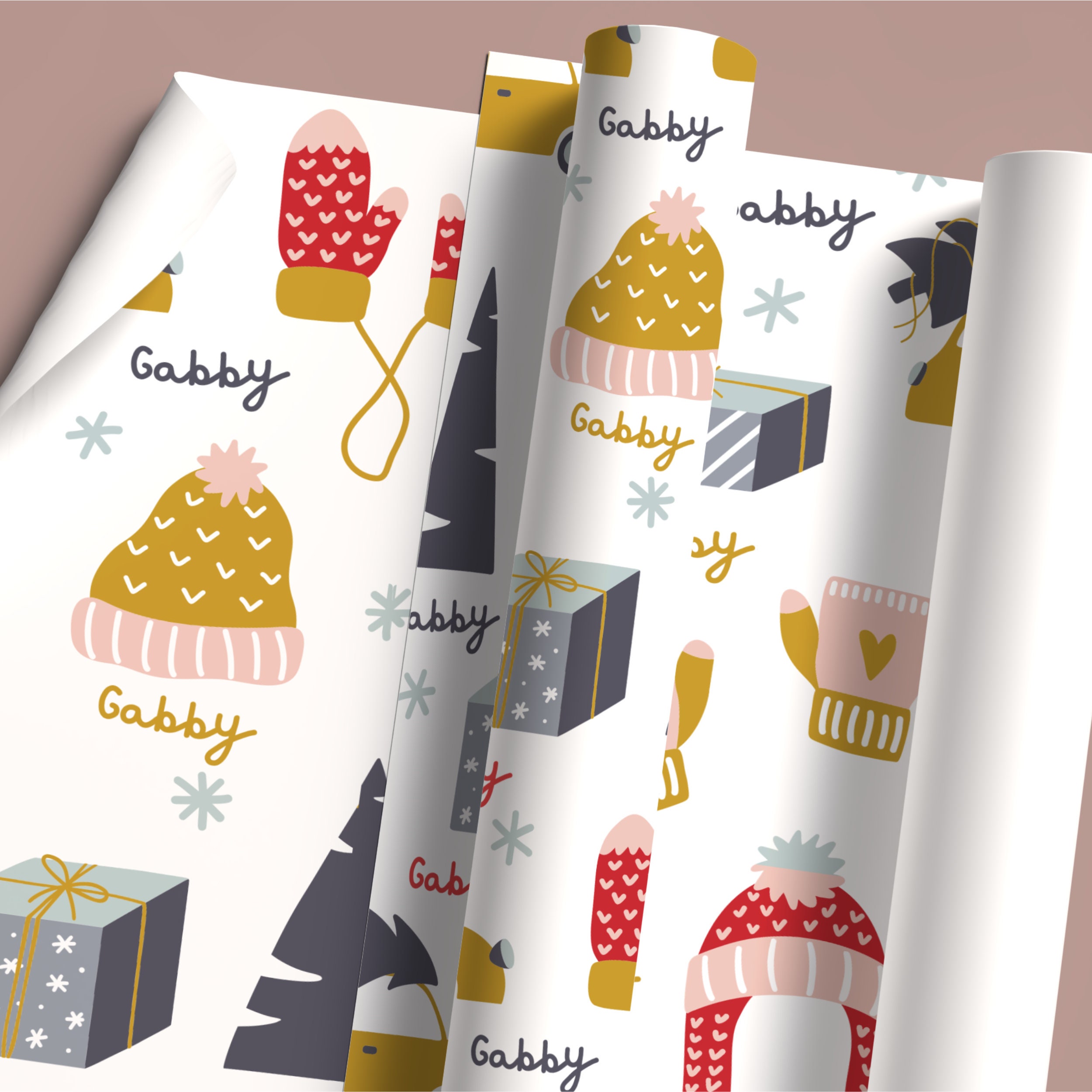 Personalized Wrapping Paper Name Christmas Holiday Gift Wrap Paper