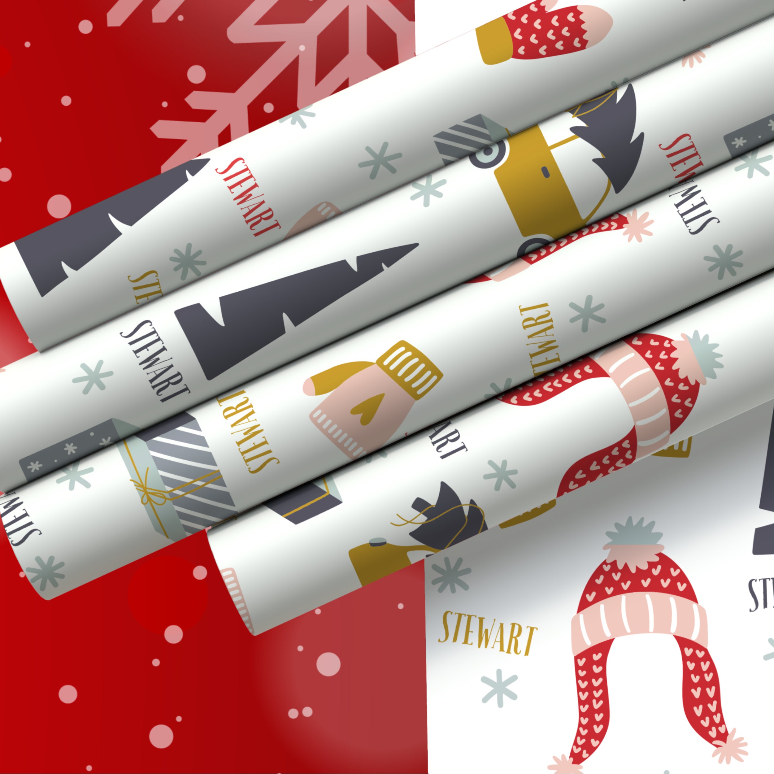 Personalized Wrapping Paper Name Christmas Holiday Gift Wrap Paper
