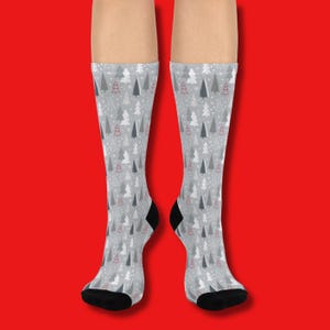 Festive Christmas Socks | Stocking Stuffers | Christmas Trees | Cozy Mid Calf Socks | Holiday Footwear