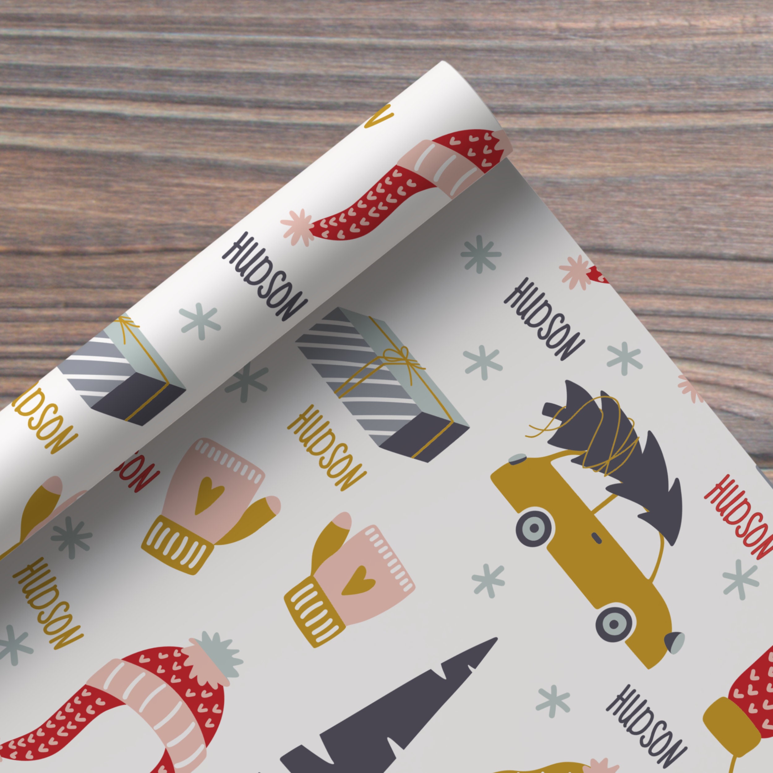 Personalized Wrapping Paper Name Christmas Holiday Gift Wrap Paper