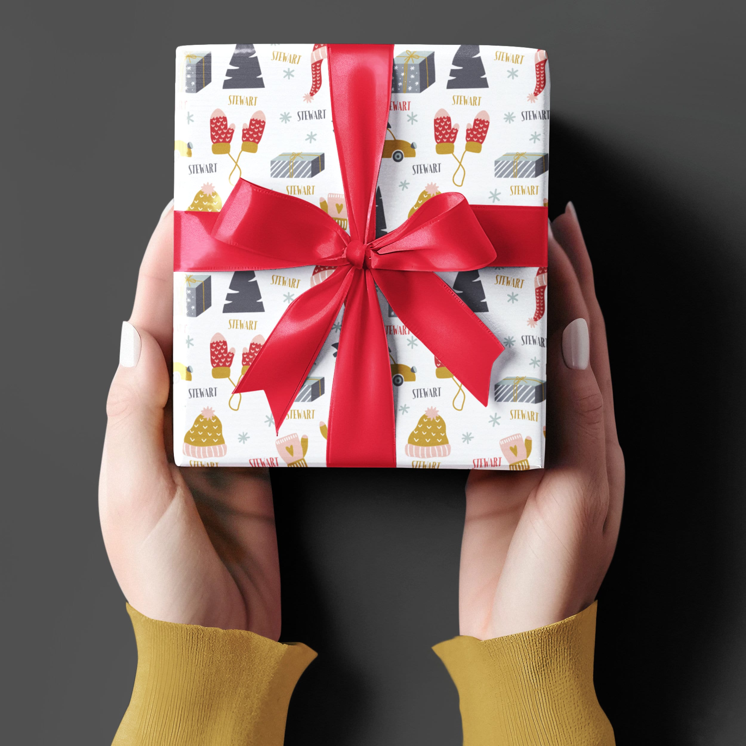 Personalized Wrapping Paper Name Christmas Holiday Gift Wrap Paper